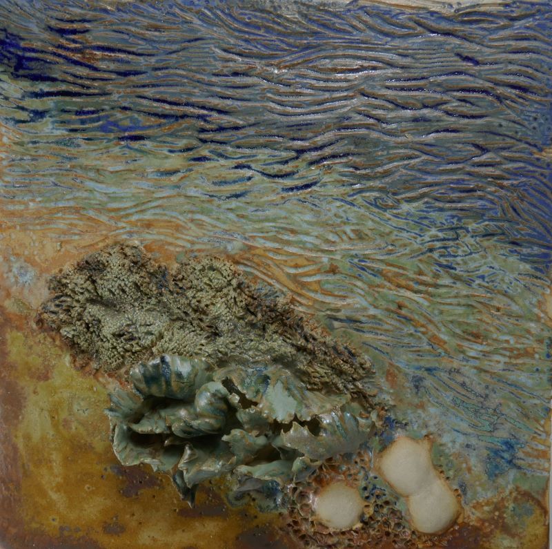 Paysage composé vivant nature mer céramique émail peinture couleur texture matière Gaëlle Monnerie
