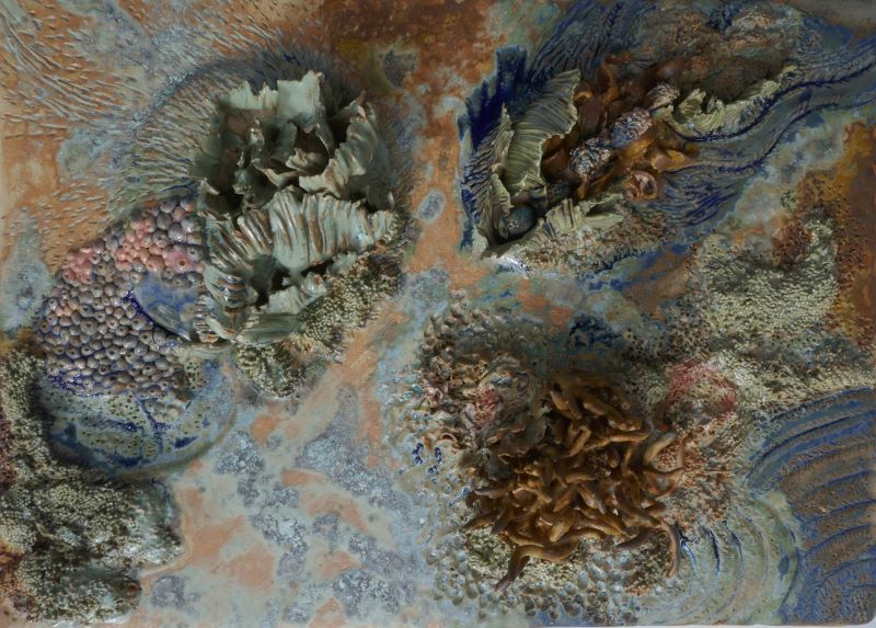 Paysage composé vivant nature mer céramique émail peinture couleur texture matière Gaëlle Monnerie
