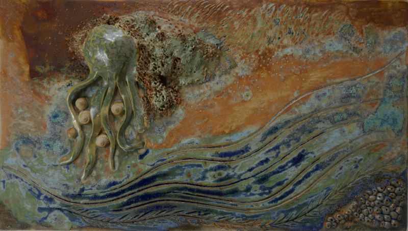 Paysage composé vivant nature mer céramique émail peinture couleur texture matière Gaëlle Monnerie