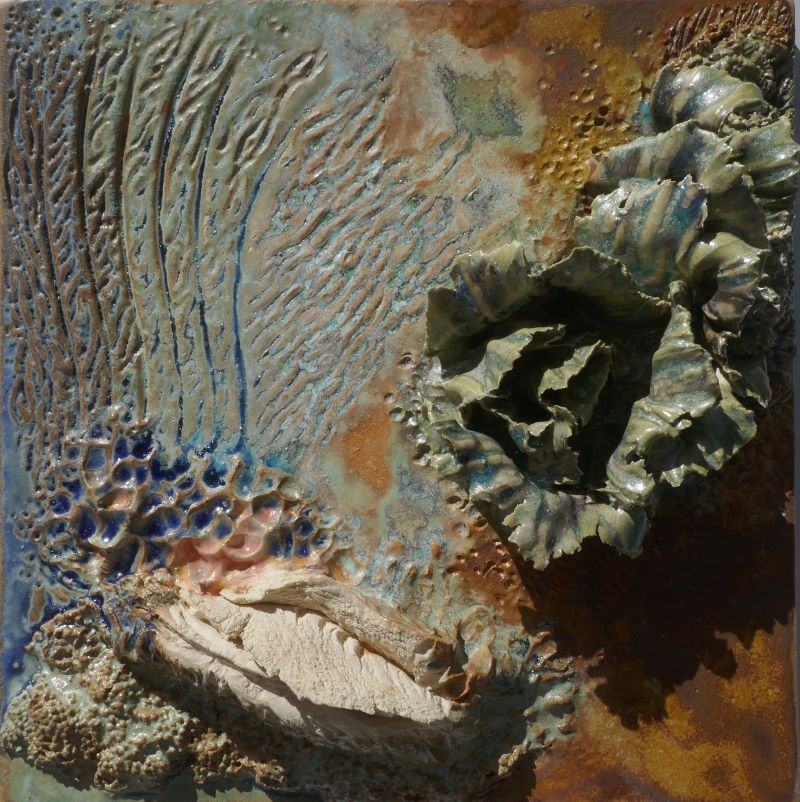 Paysage composé vivant nature mer céramique émail peinture couleur texture matière Gaëlle Monnerie