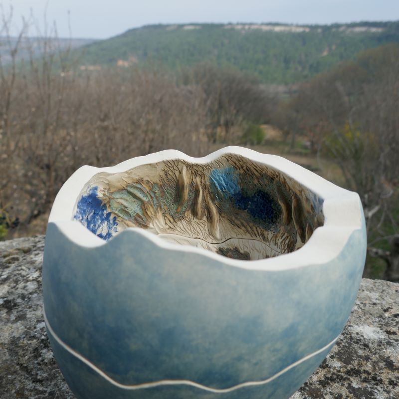 Sculpture céramique tête paysage rêverie jardin intérieur montagne vivant Gaëlle Monnerie