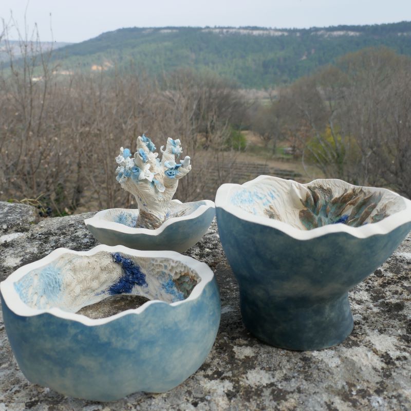 Sculpture céramique tête paysage rêverie jardin intérieur montagne vivant Gaëlle Monnerie