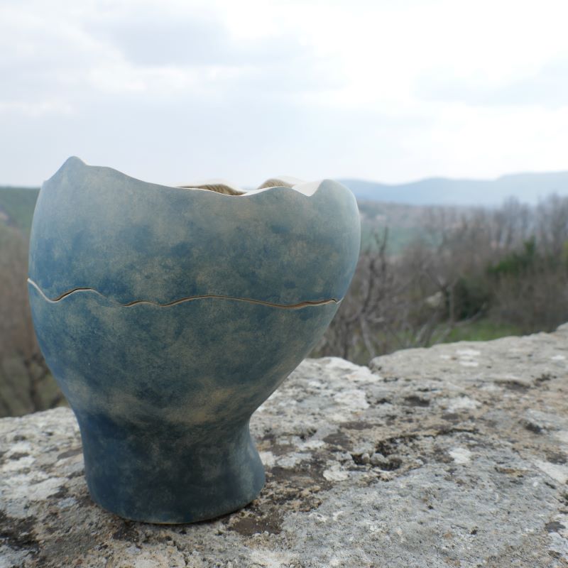 Sculpture céramique tête paysage rêverie jardin intérieur montagne vivant Gaëlle Monnerie